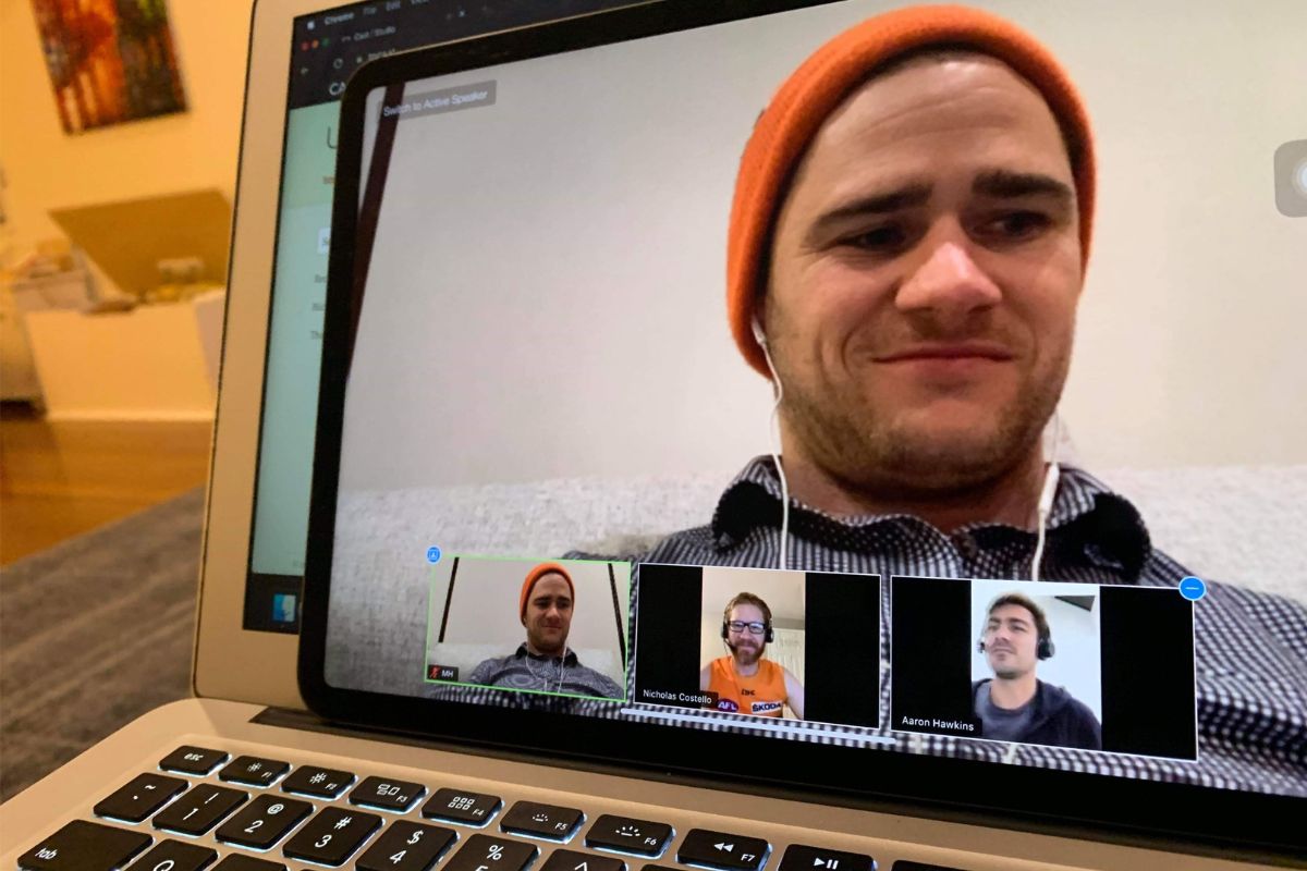 The Squinters recording the podcast in 2020